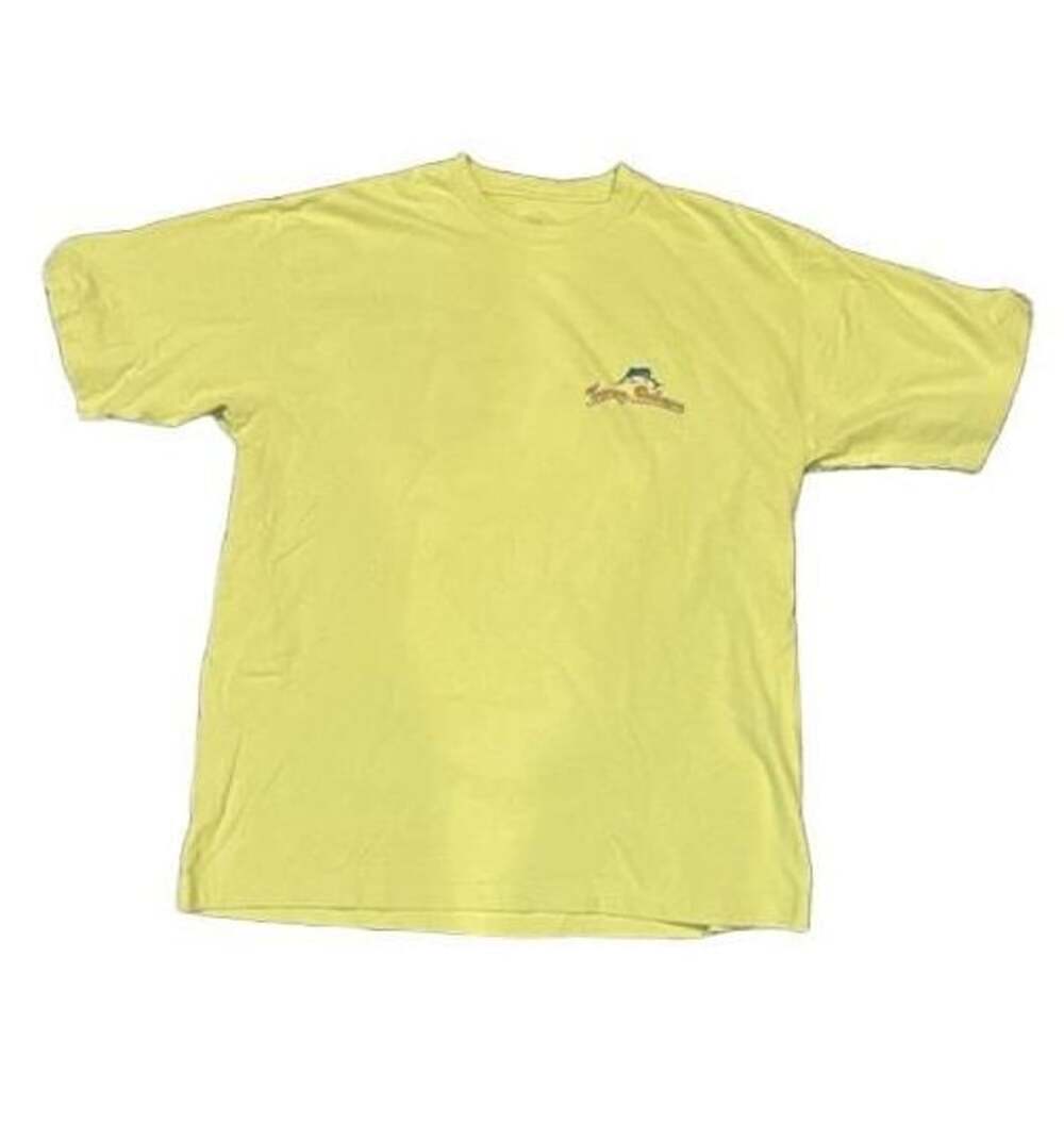 Tommy Bahama Wonders of the World T-Shirt Size L Yellow Cotton